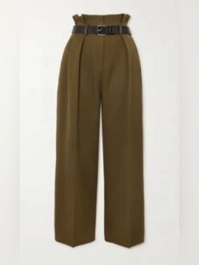 THE FRANKIE SHOP HIGH WAIST WIDE LEG PANTS OLIVE SZ XS